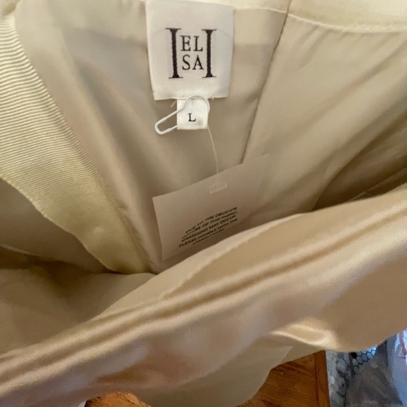 Heavy Satin Strapless Mini Dress in Bone - Picture 5 of 5